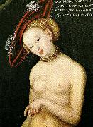 CRANACH, Lucas the Younger woman with a hat oil on canvas